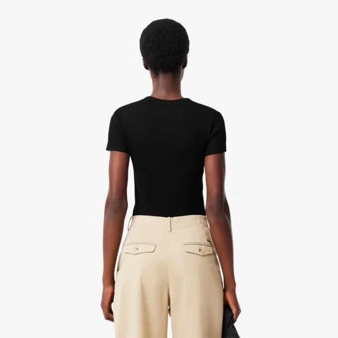 Slim-Fit-T-Shirt aus geripptem Baumwollstoff für Damen