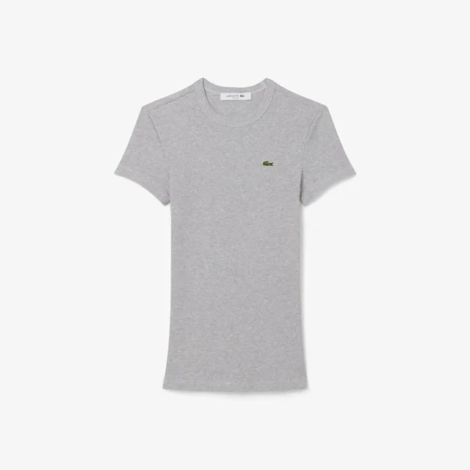 Slim-Fit-T-Shirt aus geripptem Baumwollstoff für Damen
