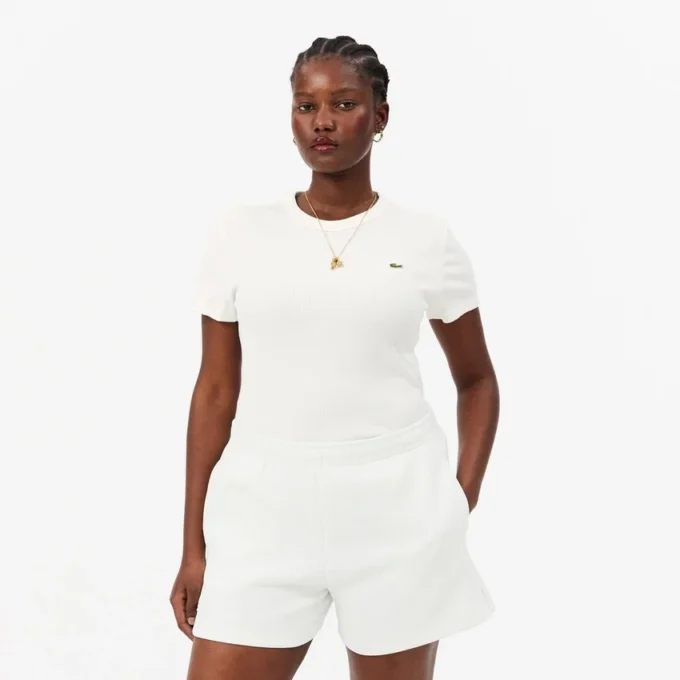 Slim-Fit-T-Shirt aus geripptem Baumwollstoff für Damen