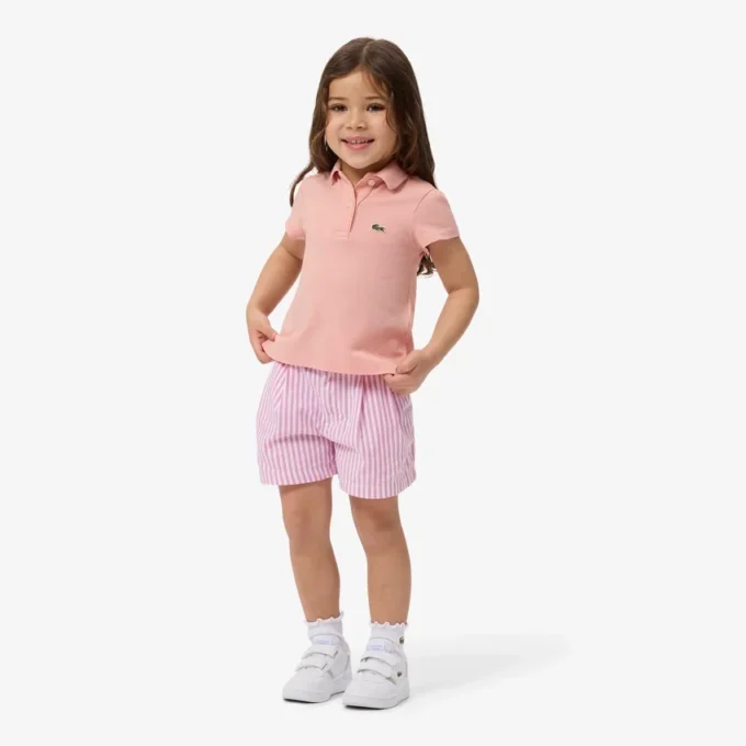 Stretch-Bermudashorts aus gestreiftem Oxford-Stoff