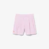 Stretch-Bermudashorts aus gestreiftem Oxford-Stoff