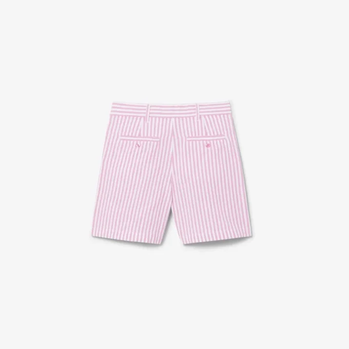 Stretch-Bermudashorts aus gestreiftem Oxford-Stoff