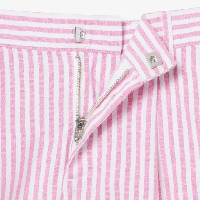 Stretch-Bermudashorts aus gestreiftem Oxford-Stoff