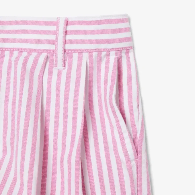 Stretch-Bermudashorts aus gestreiftem Oxford-Stoff