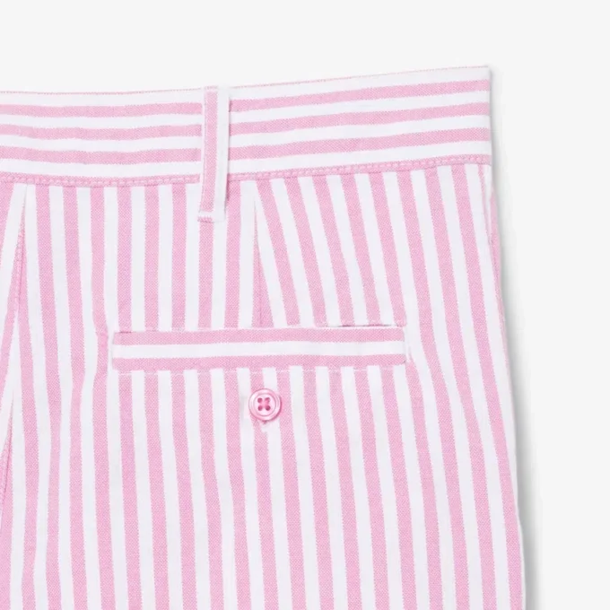 Stretch-Bermudashorts aus gestreiftem Oxford-Stoff
