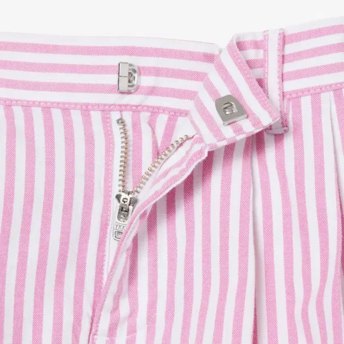 Stretch-Bermudashorts aus gestreiftem Oxford-Stoff