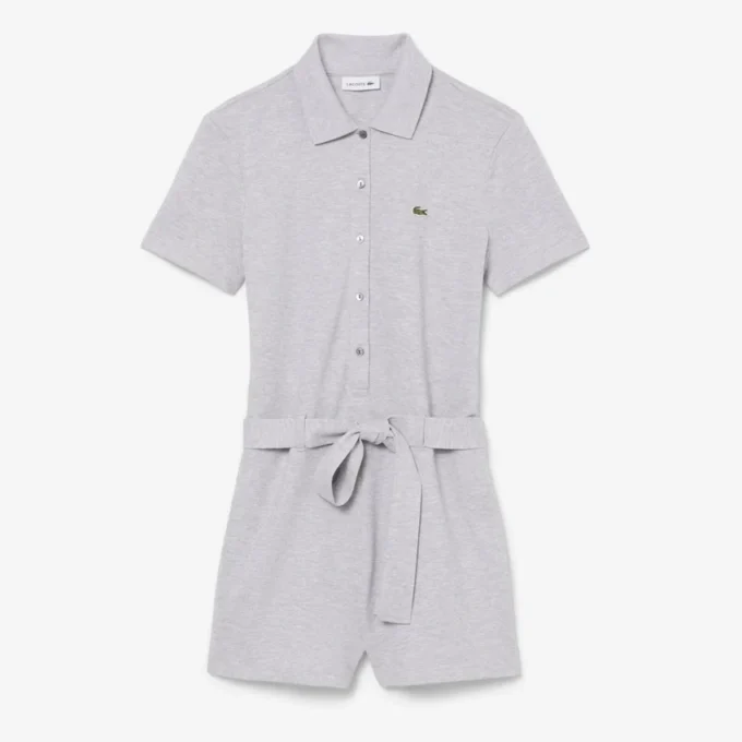 Stretch-Piqué-Playsuit mit Polokragen