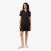 Stretch-Piqué-Poloshirt-Kleid mit Falten