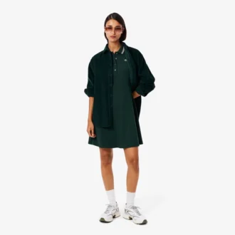 Stretch-Skaterkleid mit Poloshirt-Kragen für Damen
