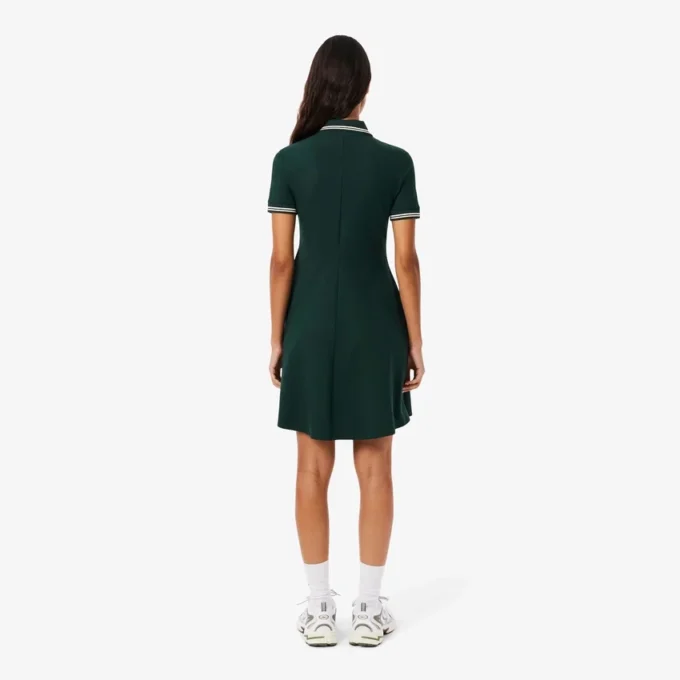 Stretch-Skaterkleid mit Poloshirt-Kragen für Damen