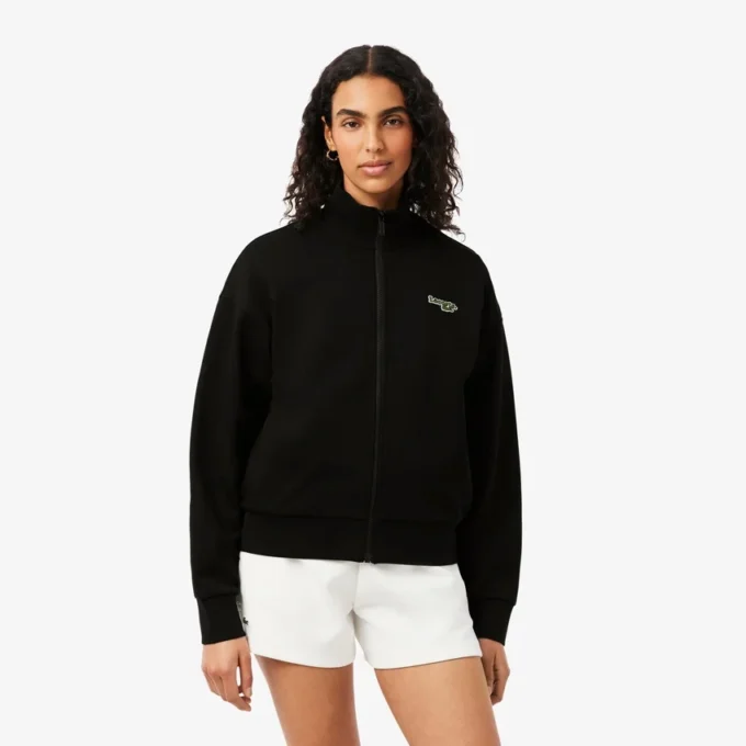 Sweatshirt mit Reißverschluss und Logo in lockerer Passform