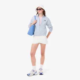 Sweatshirt mit Reißverschluss und Logo in lockerer Passform