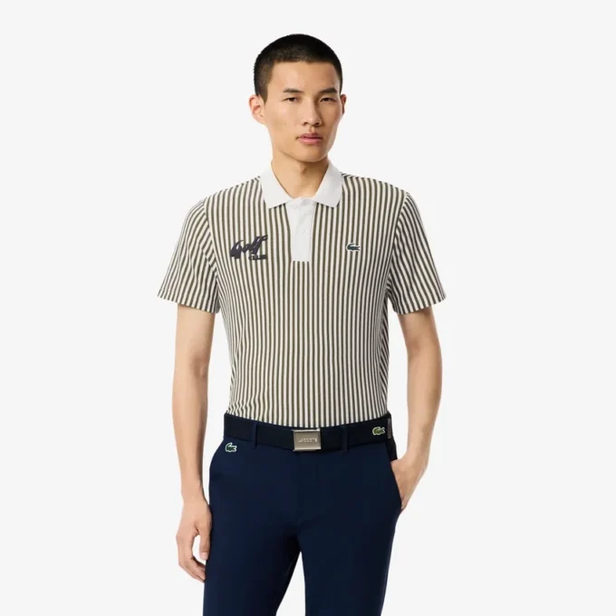 Thermoregulierendes gestreiftes Golf-Poloshirt für Herren