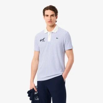 Thermoregulierendes gestreiftes Golf-Poloshirt für Herren