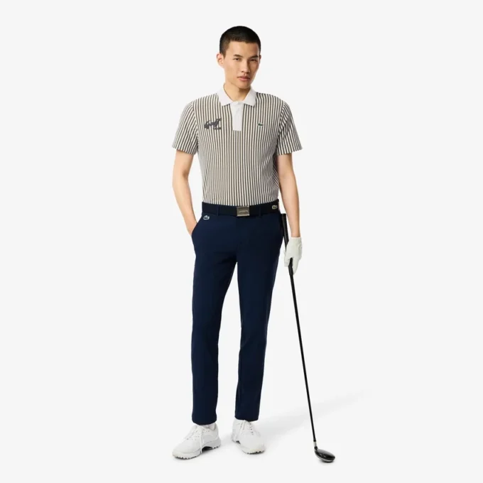 Thermoregulierendes gestreiftes Golf-Poloshirt für Herren