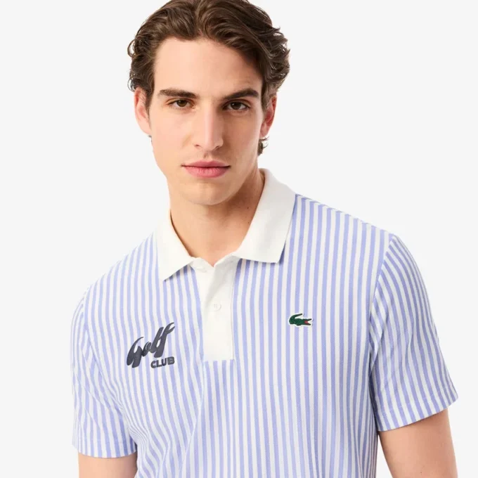 Thermoregulierendes gestreiftes Golf-Poloshirt für Herren