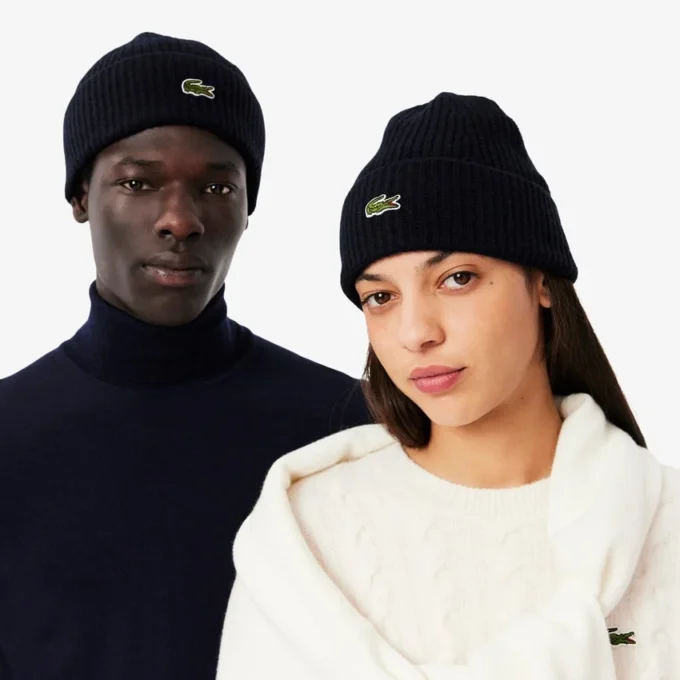 Unisex-Mütze aus geripptem Wollstrick