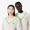 Unisex-Tennispullover mit V-Ausschnitt und Streifenmuster