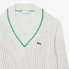 Unisex-Tennispullover mit V-Ausschnitt und Streifenmuster